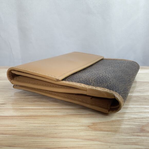 Vintage Celine Macadam Canvas Bifold Wallet Brown Tan Leather Made in Italy - Picture 8 of 16